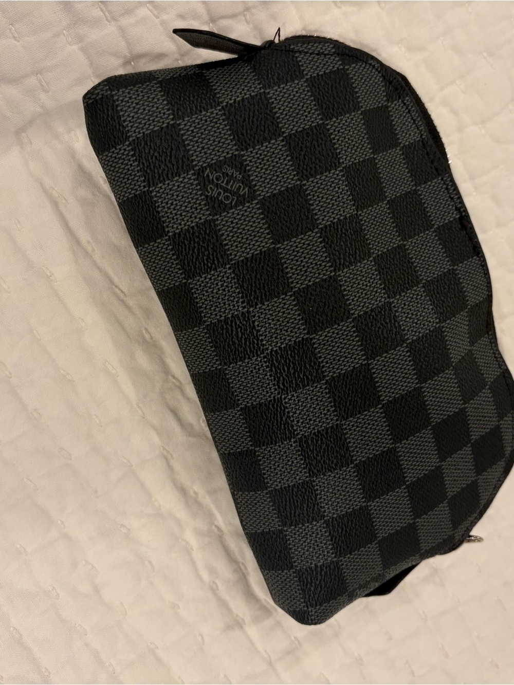 Designer-Style Black Checkered Duffel Bag with Removable Strap - Picture 4 of 8